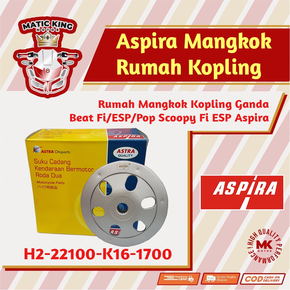 Mangkok Rumah Kampas Ganda kopling Beat Scoopy Spacy Vario Fi ESP POP 110 H2-22100-K16-1700 asli Aspira Astra Otoparts