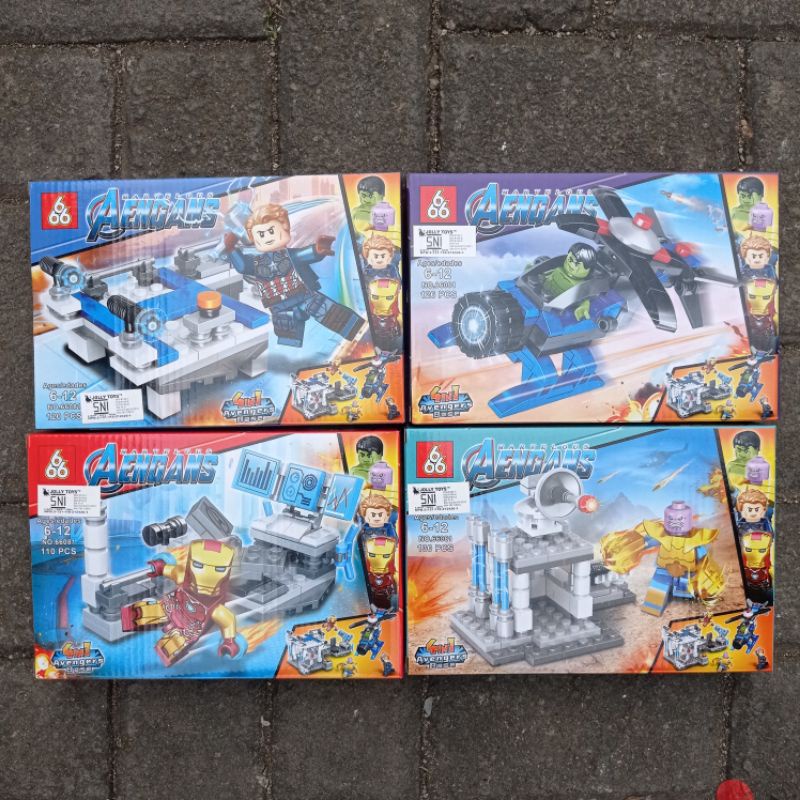 (Dapat 4) Mainan Brick MARVELOUS "6enam6" 4in1 - MAiNAN BALOK Karakter