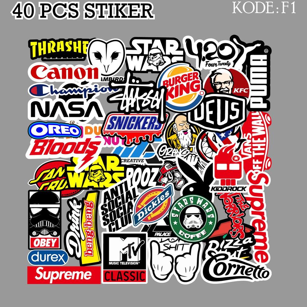

(S7H1) [ MAC ] 40 PCS STICKER LOGO BRAND AESTHETIC ANTI AIR UNTUK LAPTOP CASE TUMBLER KOPER HP - F1 //Harga@promo