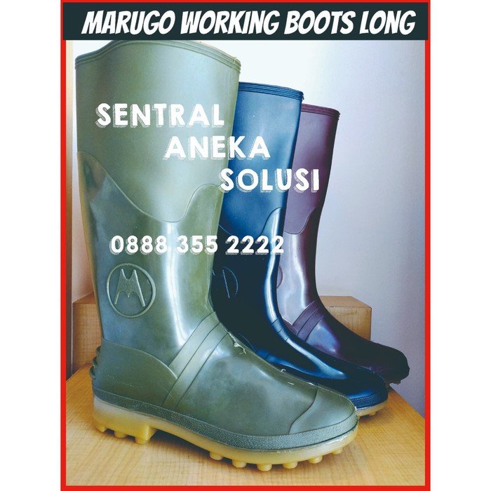 Marugo Long Boots Karet PVC Pole Pool Duri Pentol 40 cm Sepatu Boot Anti Slip di Lumpur Tanah Pasir