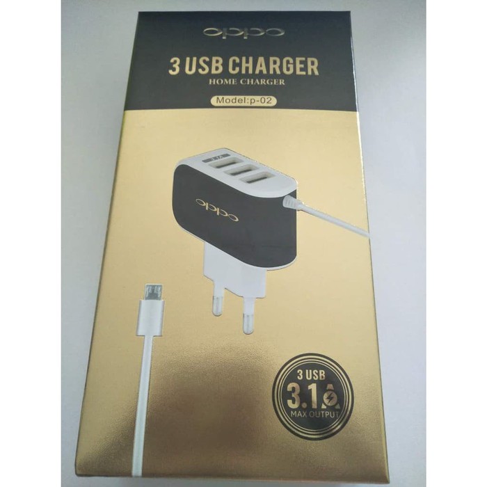 TC Charger Casan OPPO ORI Original 100% 3USB 3A / 3.1A P-02   Grosir