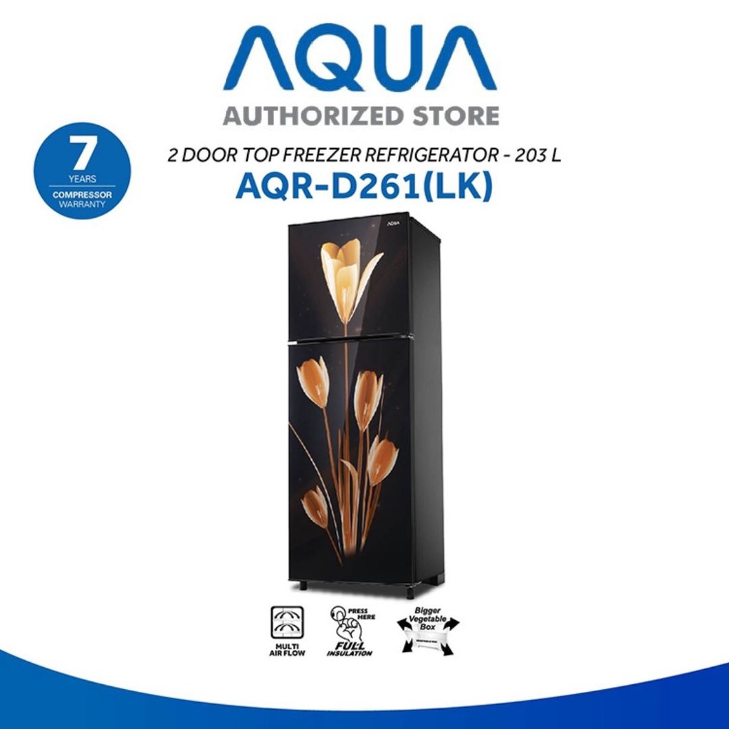 AQUA Japan Kulkas 2 Pintu 203 Liter AQR-D261(LK) | Multi Airflow