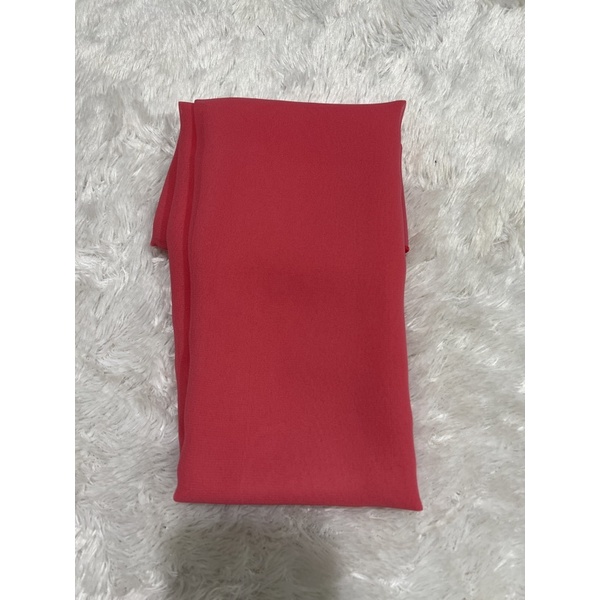 selendang sifon cref warna buah naga-Pink creamy