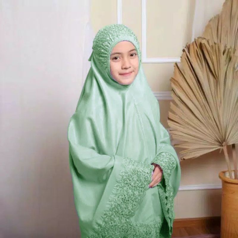 mukena anak ( 8-12 th) couple mukena anak ibu pasteleena by Siti Khadijah Dalanova Terbaru Exclusive