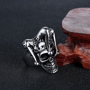 SEUSUK  Cincin Desain Tengkorak Badut Gaya Gothic Vintage untuk Pria COD