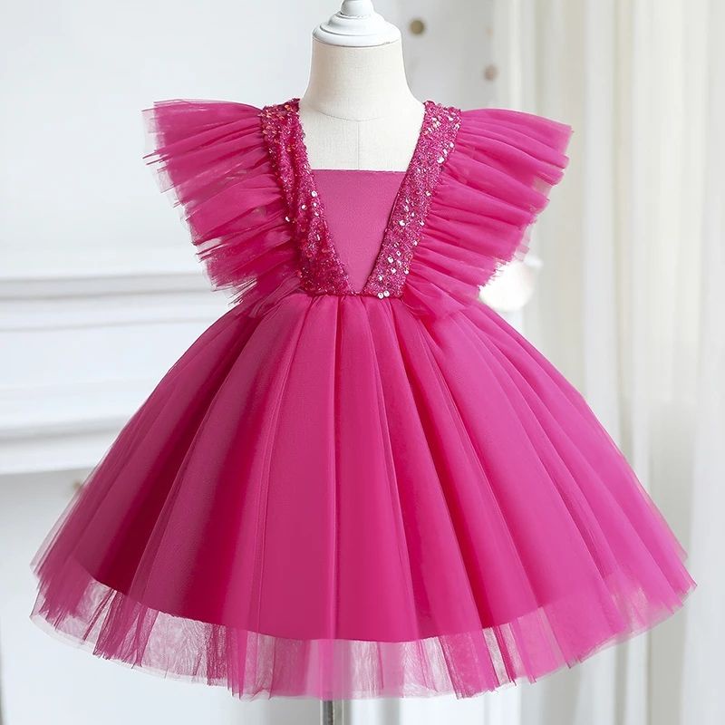 dress sayap rumbai baju anak perempuan baju pesta ulang tahun