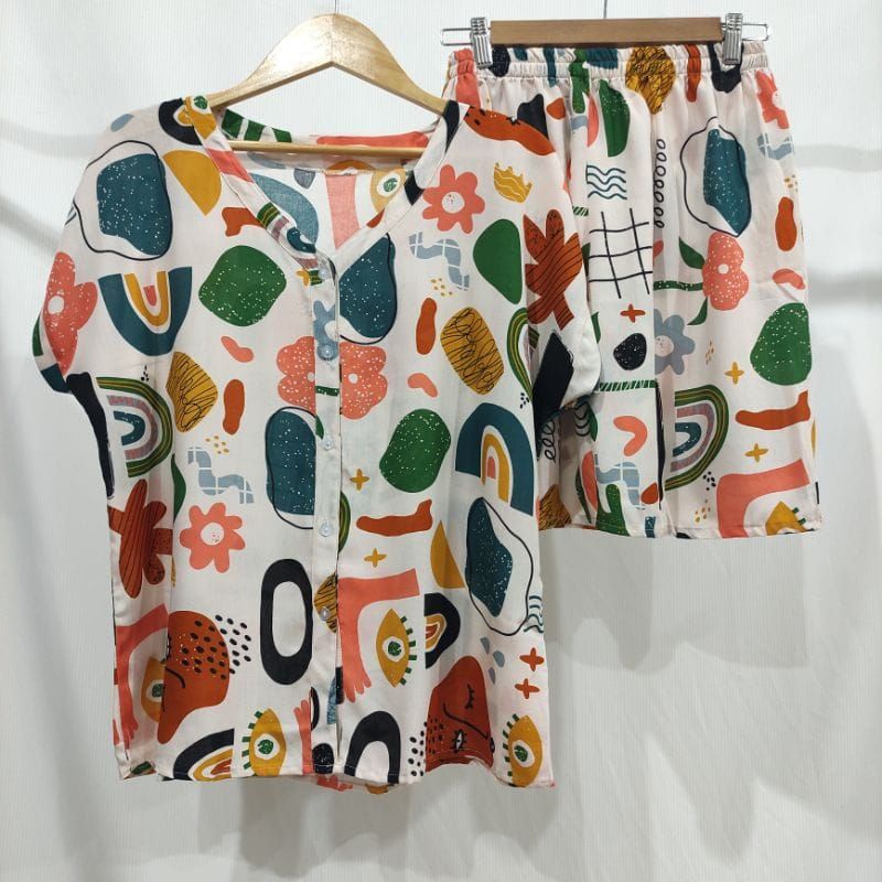 0PIYAMA KANCING PENDEK | PIYAMA BUSUI PENDEK | PIYAMA RAYON | BAJU TIDUR MURAH-KCB 27