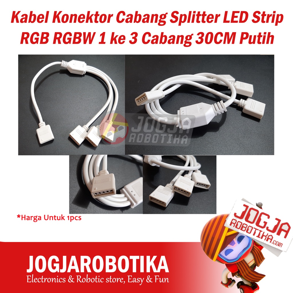 Kabel Konektor Cabang Splitter LED Strip RGB RGBW 1 ke 3 Cabang 30CM Putih