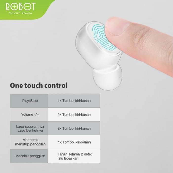 Earphone Robot TWS Wireless Airbuds T20 Headset Bluetooth Airdots - Garansi Resmi 1 Tahun-5
