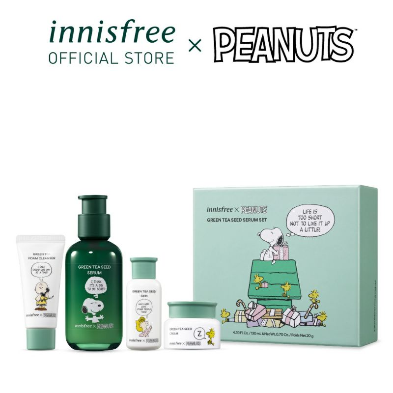 Innisfree x peanuts green tea seed serum set