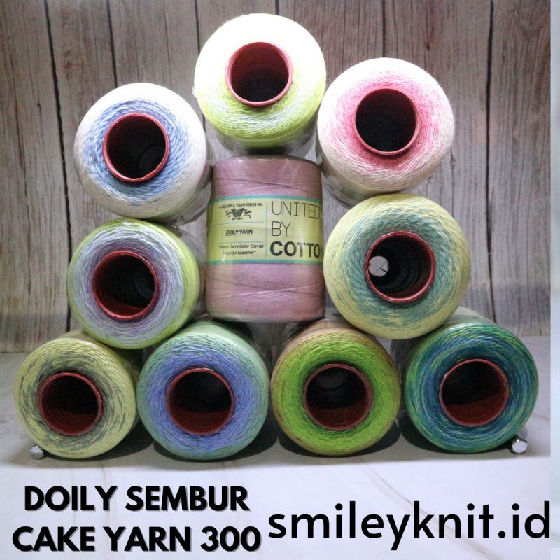 Benang Rajut Katun Jala PE Doily Yarn 300g United By Cotton Cake Yarn Sembur
