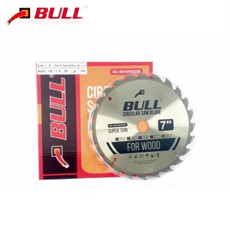 Bull 7” x 24T Mata Potong Kayu Circular Saw Blade TCT Pisau Gergaji