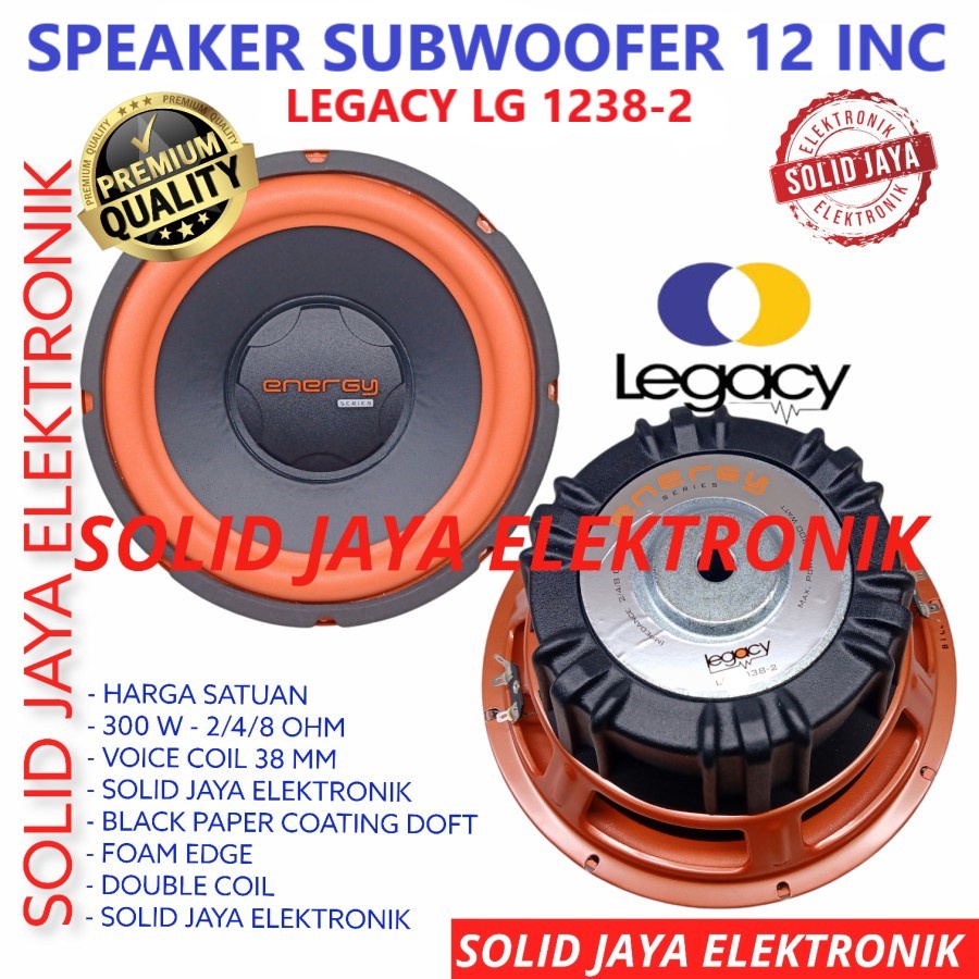 SPEAKER SUBWOOFER LEGACY 12 INC LG-1238-2 MK1 ENERGY DOUBLE COIL KOIL LG 1238-2 INCH 1038 2 SPEAKER SUBWOFER RUMAH MOBIL SUB WOOFER 12 INC IN INCH 12INC 12IN 12&quot; LG 1238-2 MK1 ASLI ORI ORIGINAL