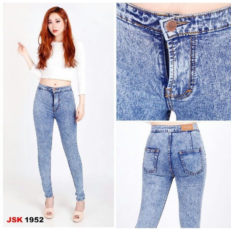 JSK Celana Highwaist Wanita Skinny Jeans Denim Jumbo Stretch