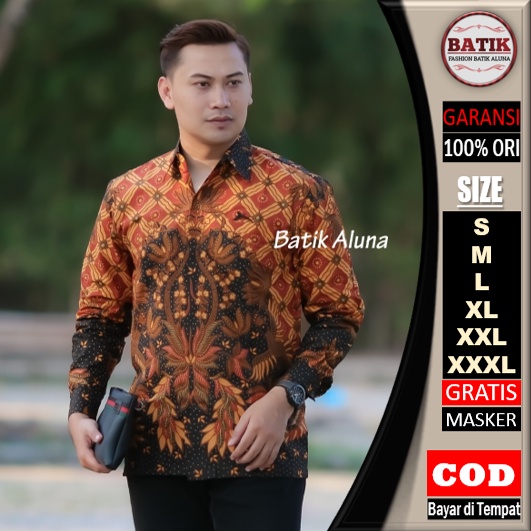 Atasan Batik Pria Lengan Panjang Premium Kemeja Batik Pria Lengan panjang Reguler ASD 095