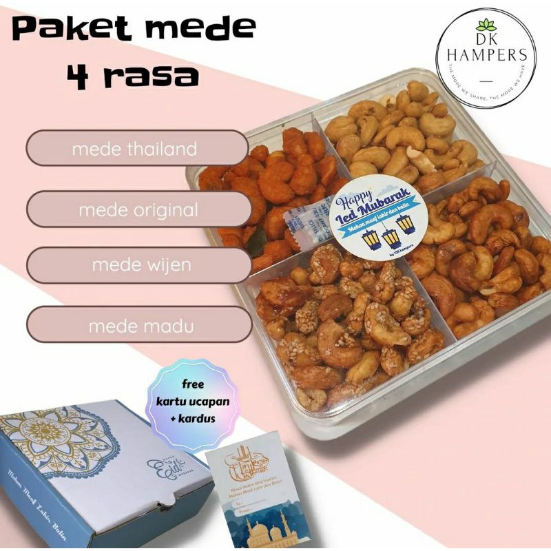 Paket mede 6 rasa mede 5 rasa toples bulat hampers kacang toples bundar hampers lebaran parcel ramadhan hampers ramadhan kacang mede