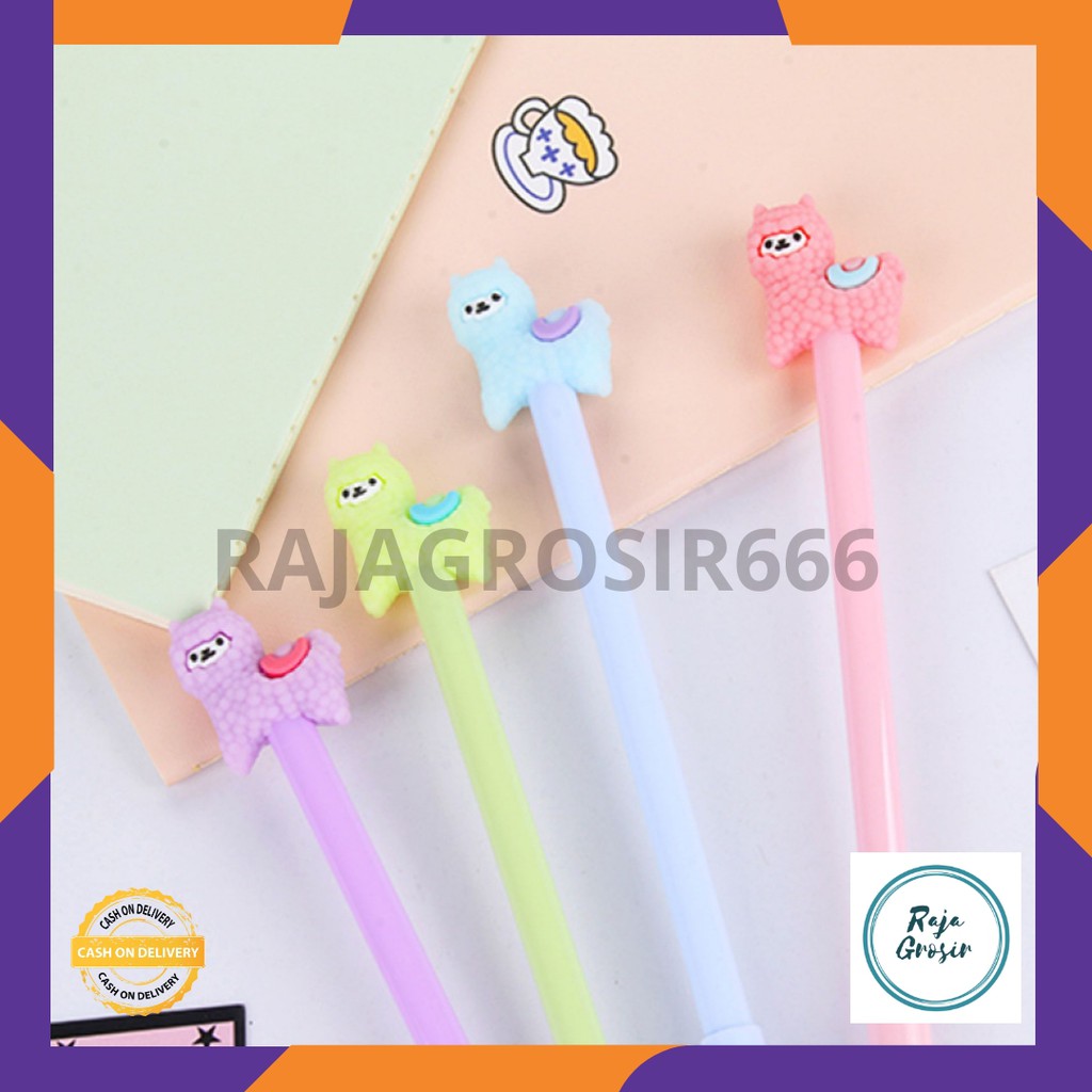 

pulpen gel karakter llama termurah pen pena bolpen ballpoint alat tulis kantor COD sekolah lucu imut
