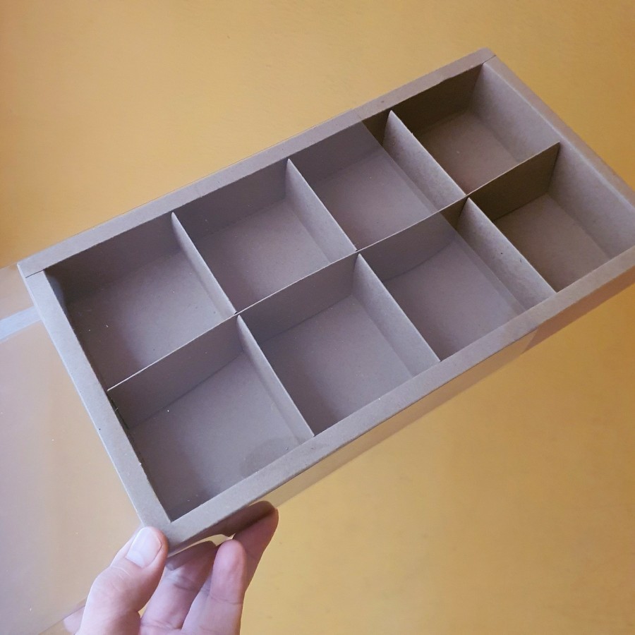 (5Pcs)Dus Box Sekat 8 Kotak Kue Sekat Dus Egg Tart Pie Dus Mooncake Tempat Kue Dus Sekat Tutup Mika