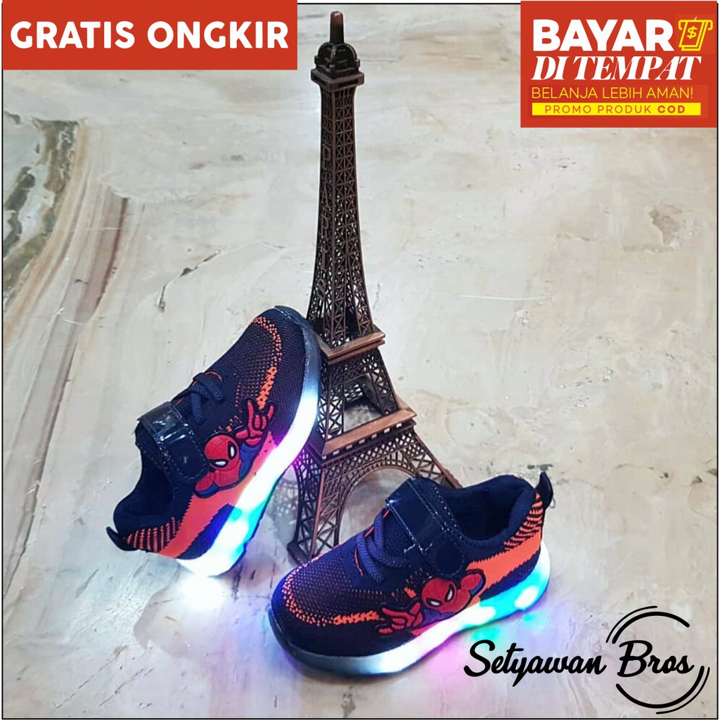 NEW sneaker anak laki-laki spderman kids shoes 22-30 bisa nyala