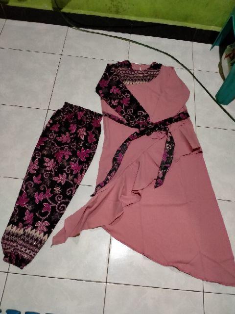 Set Meryolin Batik St Herlina Set Bellaluna Batik  Gamis Wisuda Gamis Muslim Murah