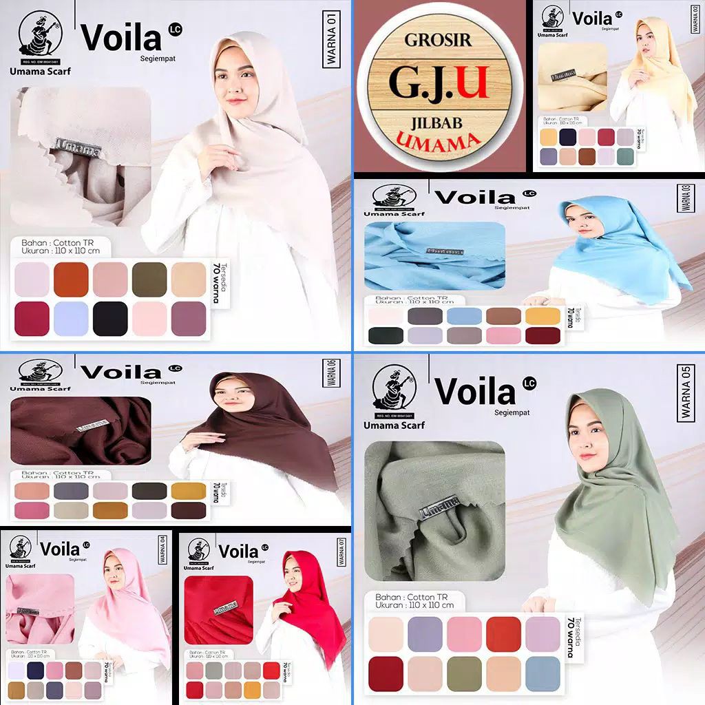 Umama VOILA LC jilbab hijab kerudung segi empat lasercut cotton