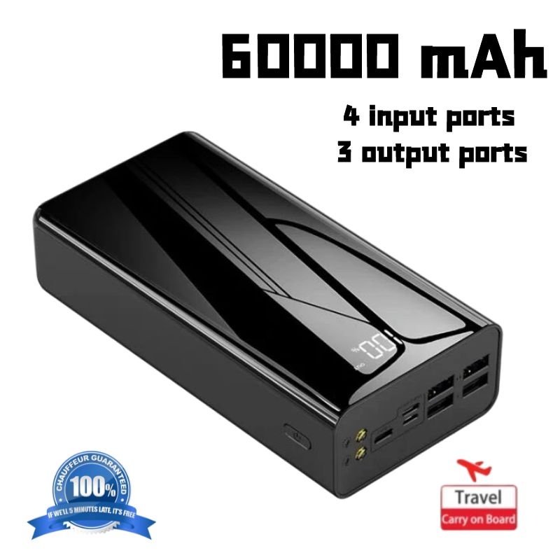 60000mah powerbank 4 usb fast charging external battery powerbank led digital display portable
