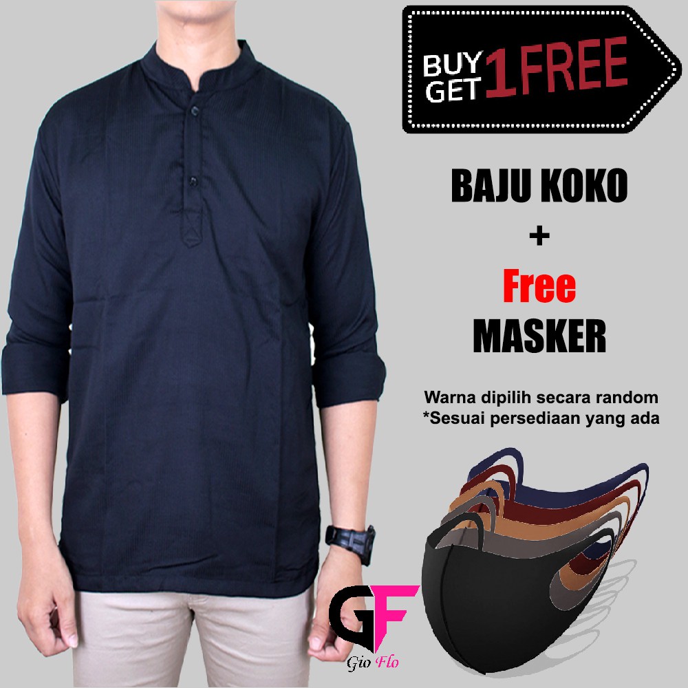 Baju Koko Modern Lengan Panjang Plus Free Masker