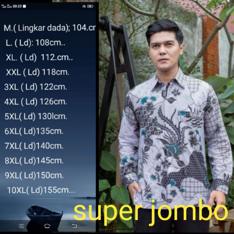 grosir batik pria lengan panjang jombo M_ 10xl