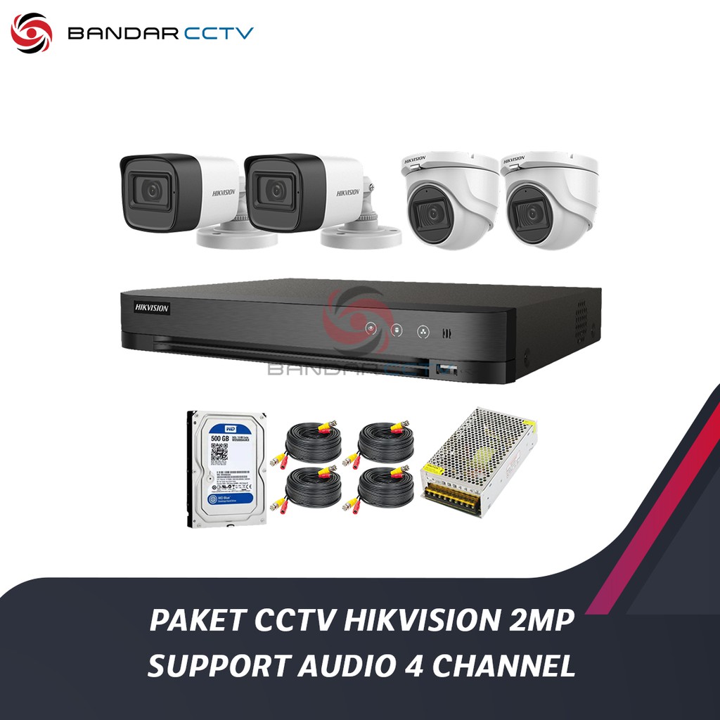 PAKET CCTV HIKVISION SUPPORT AUDIO 2MP 4 CHANNEL