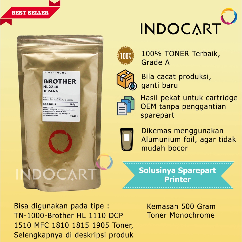 Serbuk Toner Compatible Jepang-TN-1000 1080 2306- HL 1110 1211 L2540-500g