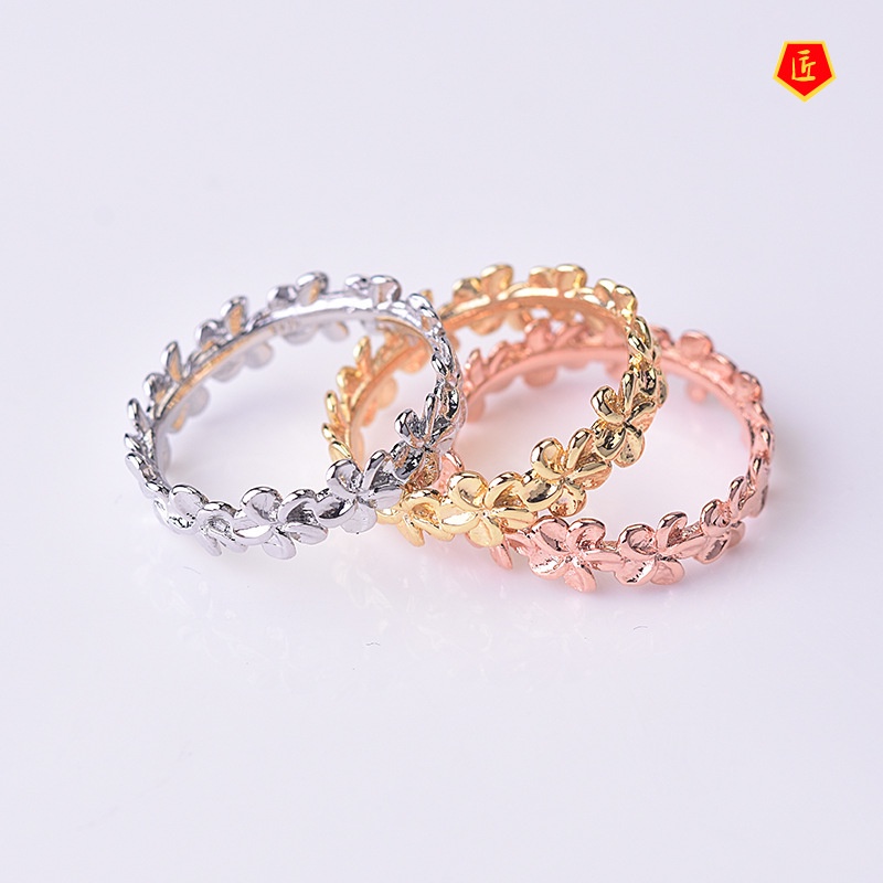 [Ready Stock]Fashion Simple Flower Ring Silver 18K Gold