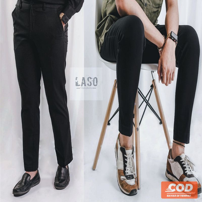 celana formal pria slimfit celana kantor pria slimfit celana hitam panjang pria