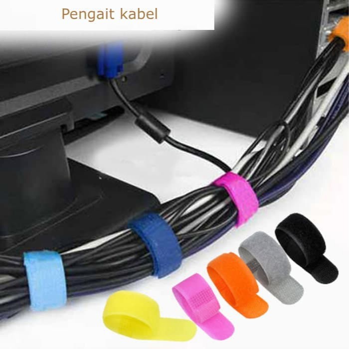 Velcro strap binder cable–pengikat / klip / penjepit kabel organizer
