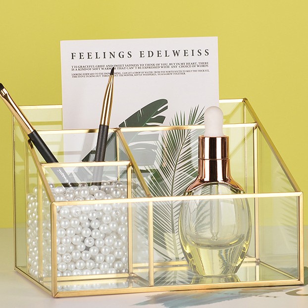 RAK ORGANIZER KOSMETIK GOLD NORDIC STYLE RAK KACA EMAS KOTAK KOSMETIK