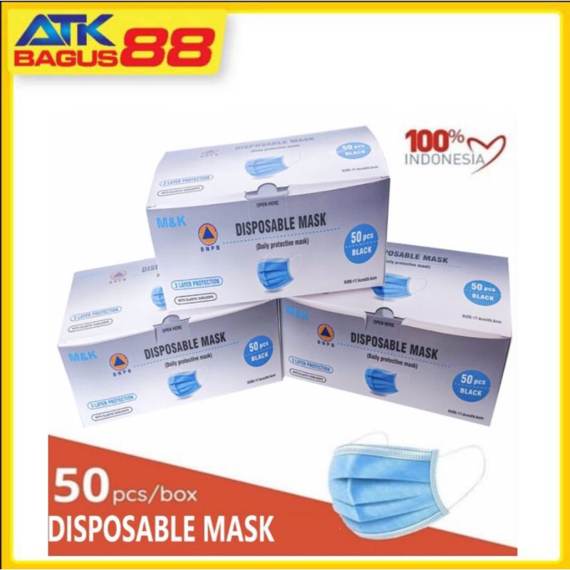 MASKER KESEHATAN DISPOSABLE MASK 3 LAYER PROTECTION/pack