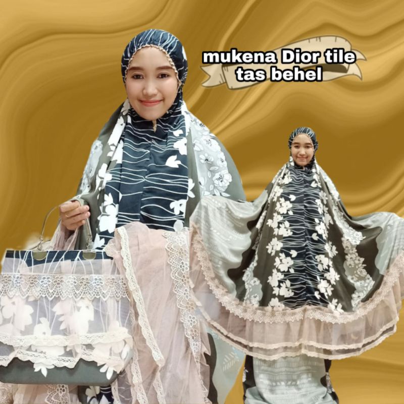 Mukena Dior Series Atas Bawah Setelan Asli Ori Renda Tile Plus Renda Melati Dewasa Jumbo Size Terbar