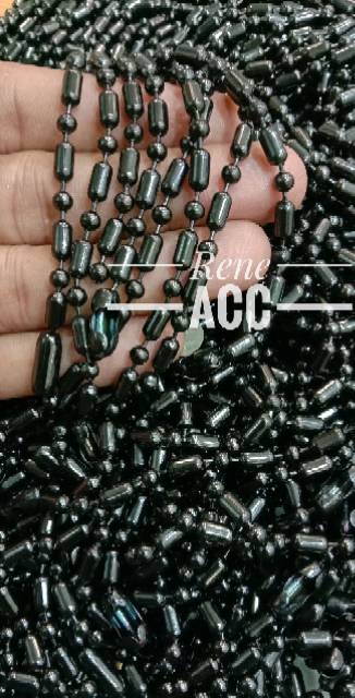 Kalung Titanium Biji Lada Bambu Hitam Black stainlessteel