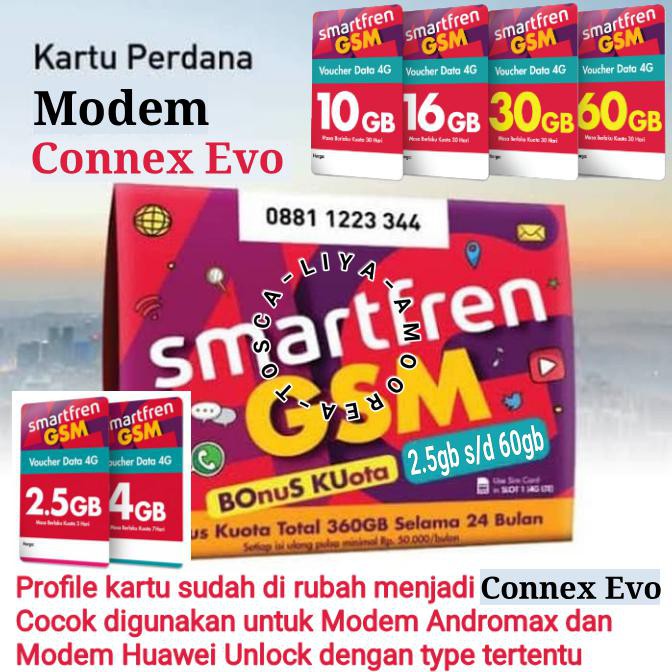 Kartu Smartfren 4G Connex EVO Perdana Khusus MiFi Modem WiFi Andromax - EVO 2.5GB