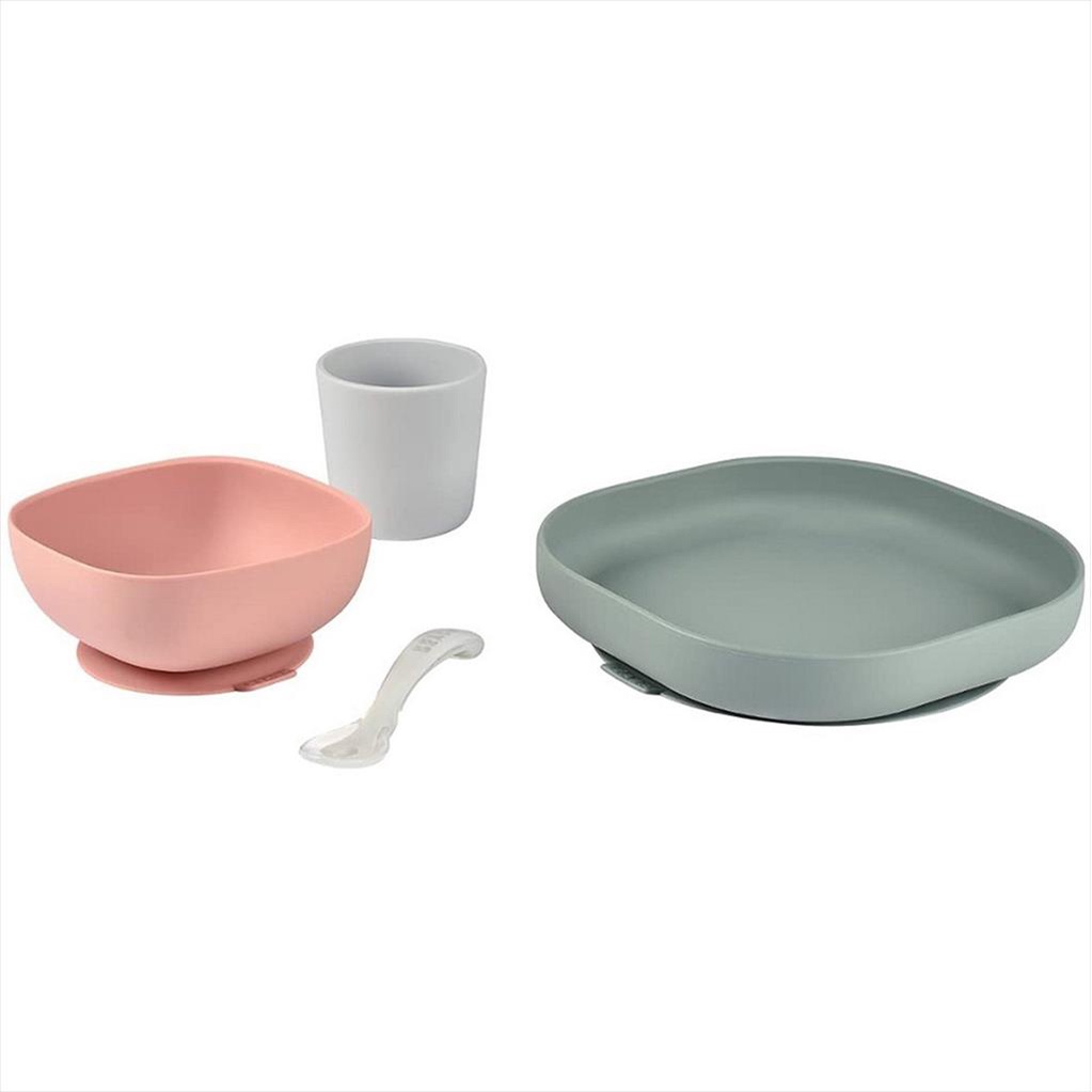 BEABA Silicone Meal Set 4 pcs 128611 Eucalyptus Alat Makan Anak