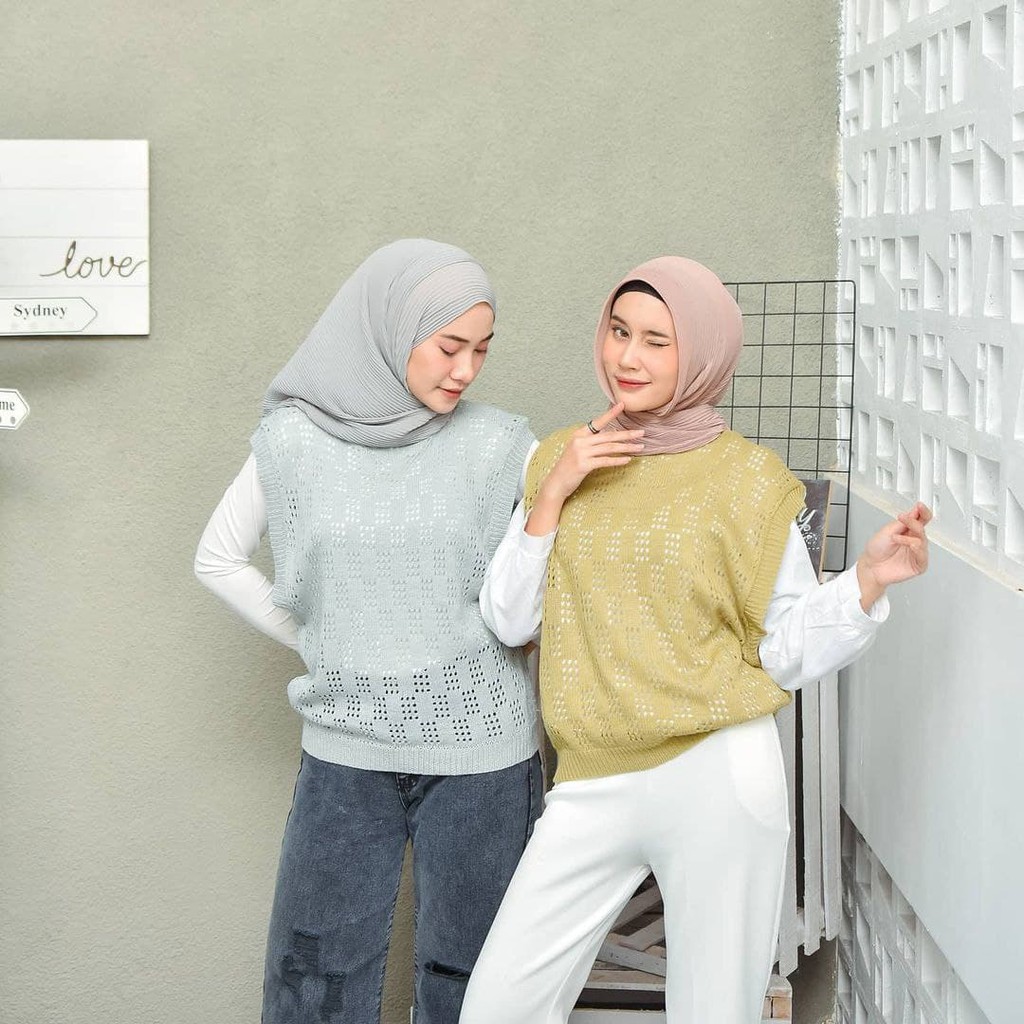 Nara Grosir - Aurel Kotak Vest | Fashion Terkini | Sweater Termurah