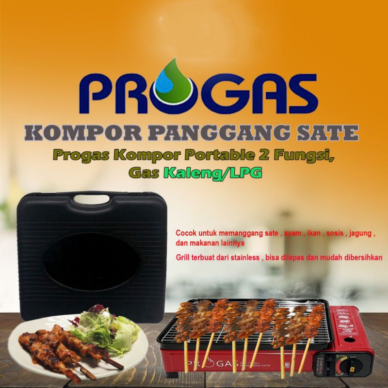 Progas .  BBQ  Kompor Gas Portable , Panggang , Panggangaan , Portable Grill , sate   Ayam , ikan