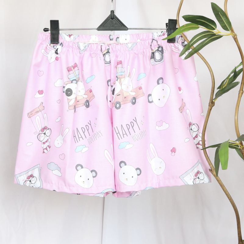 Kolor Motif Jumbo - Short Pants Wanita Jumbo - Celana Pendek Santai