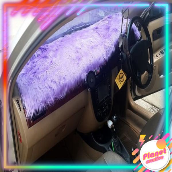 Alas Bulu Cover Penutup Dashboard Mobil Bulu Panjang Warna Ungu Muda