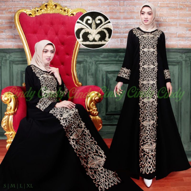 GAMIS ABAYA HITAM BORDIR // GAMIS MUSLIM MODERN // GAMIS TURKI EKSKLUSIVE