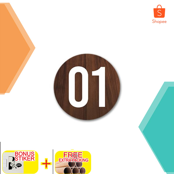 

stiker nomor meja - sticker nomor - stiker vinyl angka - coklat gelap Keren