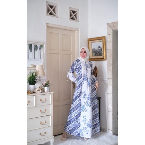 KINARA by U2C (Gamis motif, Gamis putih motif, Dress harian simple pengajian, Seragam pengajian)