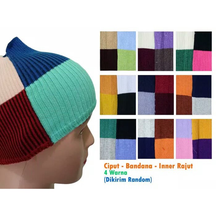 PROMO Bandana Ciput rajut  4 warna dalaman kerudung anti pusing murah