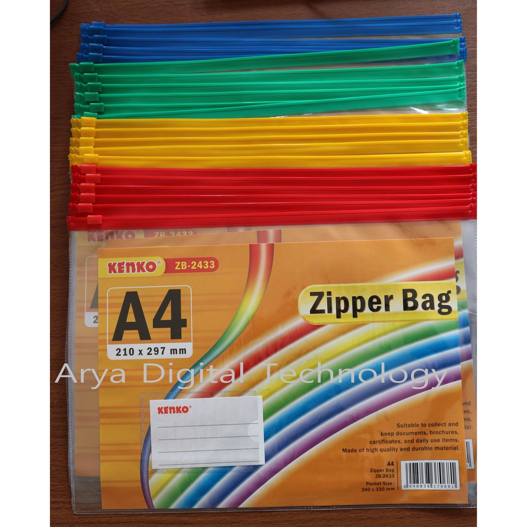 

Zipper Bag A4 Kenko Kantong Kantung Map Dokumen Plastik PVC Transparan Murah Bagus Ori