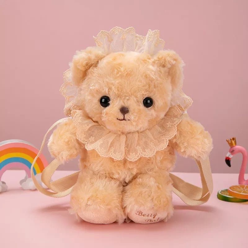 Tas Selempang BERUANG Merangkul NONI QUEEN RENDA / Tas Boneka Bulu Selempang Mini Rangkul Renda