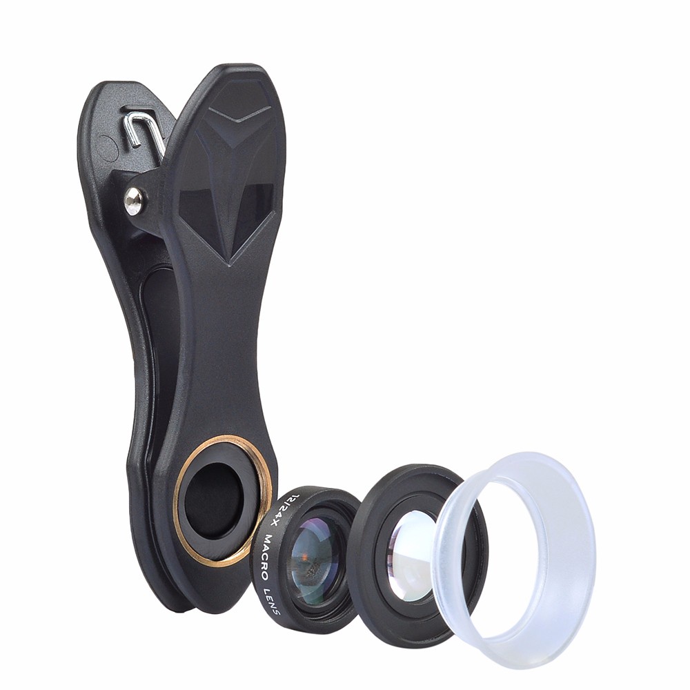 APEXEL 2 in 1 Lensa Kamera Smartphone Super Macro Lens Kit 12x/24x - APL-24XMH - Black